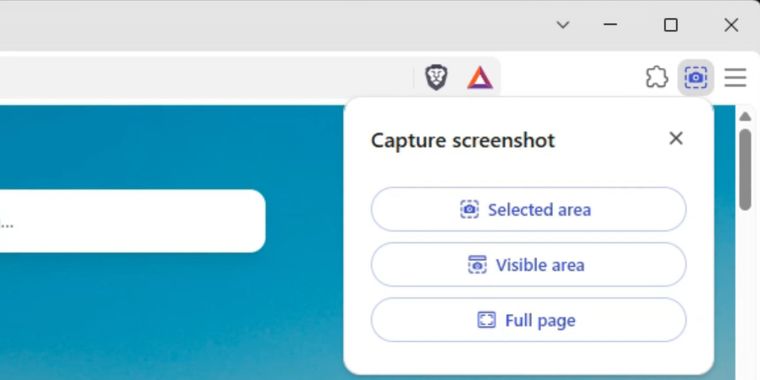 Brave screenshot tool adds selected, full and visible captures