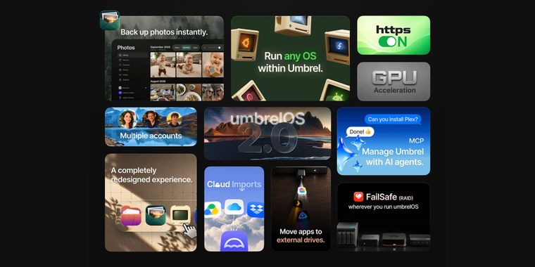 Umbrel announces umbrelOS 2.0 with Photos, new iOS app, MCP server, and wider GPU support