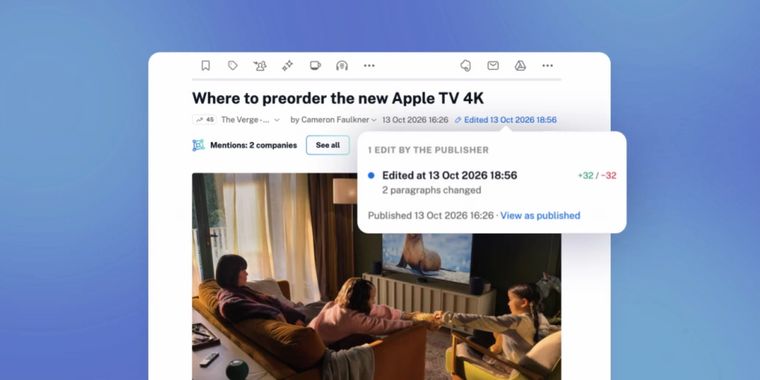 Inoreader adds article edit history for web subscribers