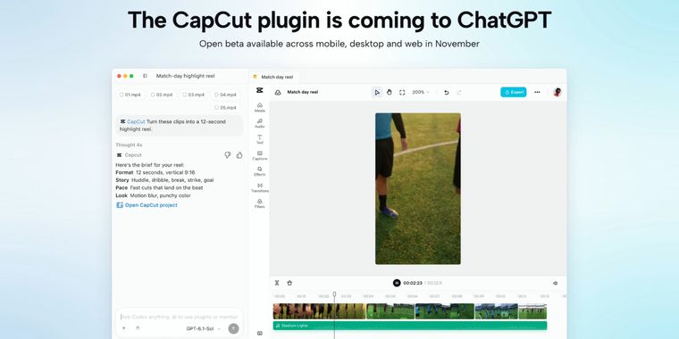 CapCut plugin for ChatGPT will link ideas to video drafts