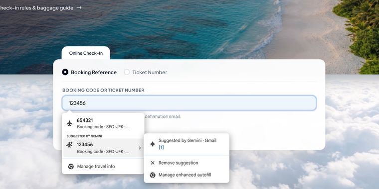Google Chrome's Gemini-powered enhanced autofill can now pull information from Gmail