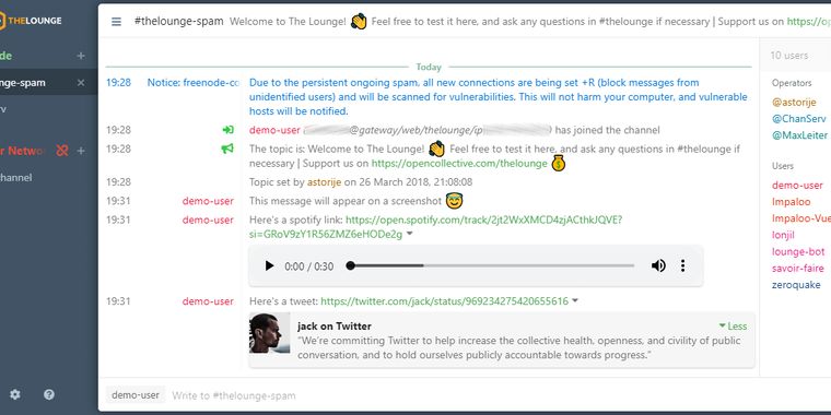 Version 4 of The Lounge cross-platform self-hosted IRC client released