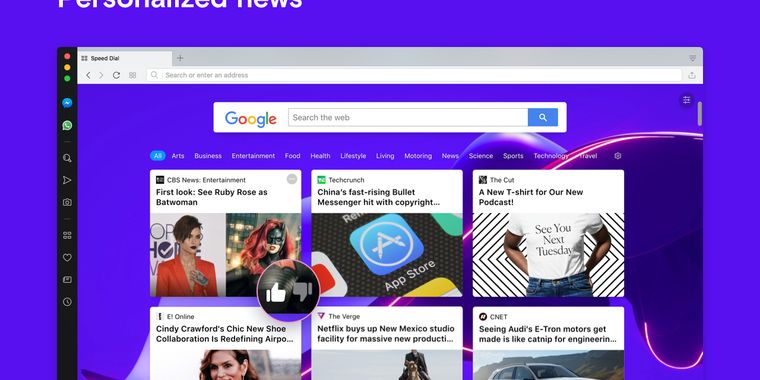 Version 57 of Opera for destops has launched, bringing improved recommendations