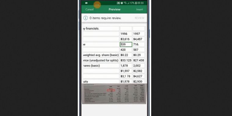 Microsoft Excel will allow users to import spreadsheets via photographs