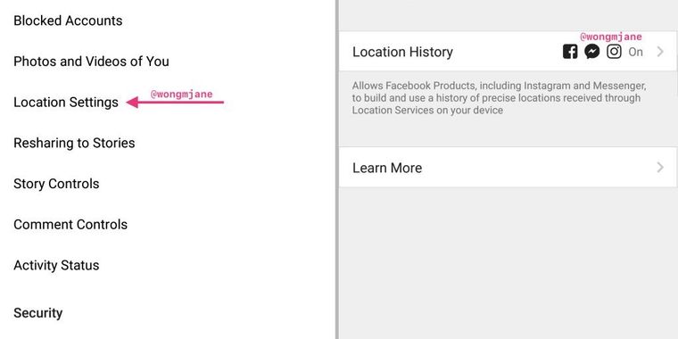 Sending Instagram location data to Facebook prototyped