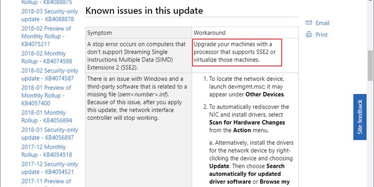 Windows 7 has quietly dropped support for CPUs without SSE2 compatibility