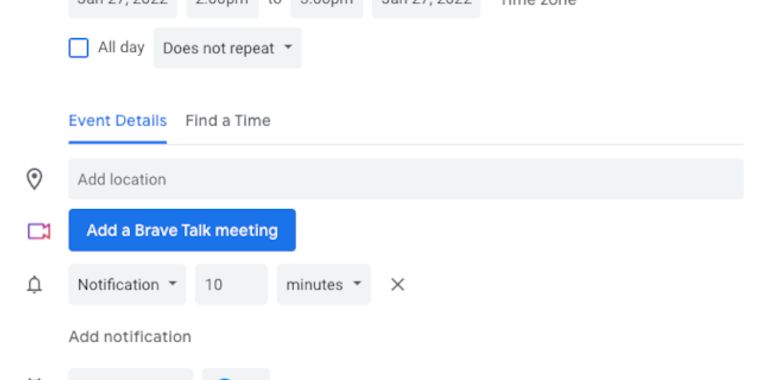 Brave Talk extension now available in the Chrome Web Store for Google Calendar