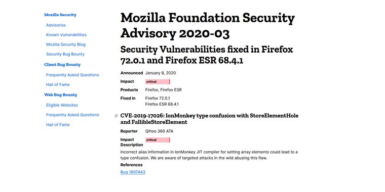 A day after releasing version 72, Firefox version 72.0.1 patches a major zero-day bug