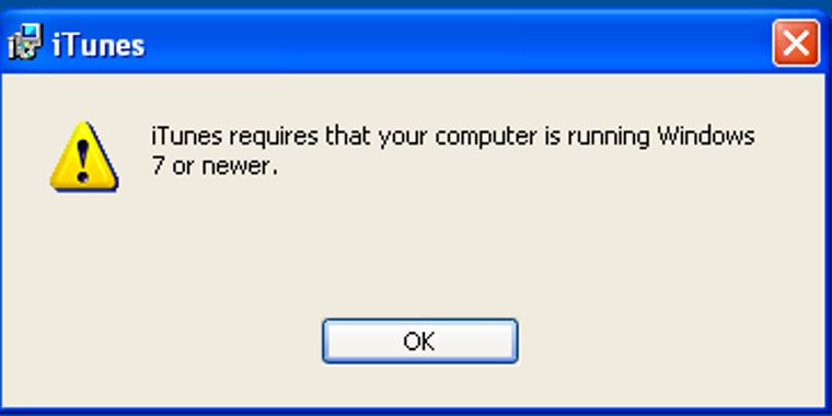 Apple discontinues support for iTunes on Windows XP and Vista