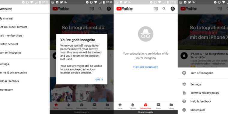 YouTube adds Incognito Mode for Android app, but makes it impossible to sign out