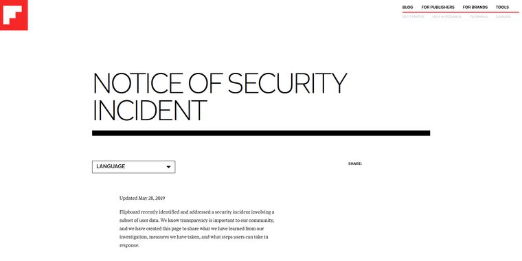 Flipboard was breached, with usernames, email addresses, and passwords potentially stolen