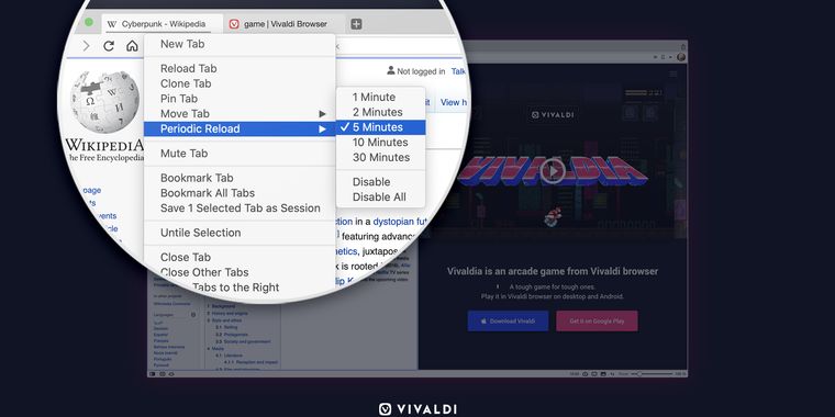 Vivaldi v3.4 adds configurable context menus and arcade game