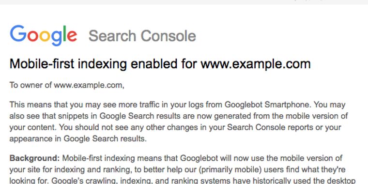 Google is now indexing search results based on mobile website presence first