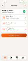 Smart Clean: review similar photos, videos, screenshots, contacts, events and chosen folders.