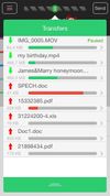 live progress bar for multiple files upload/download.
If you click on one of the transfers files you can put pause / resume or you can cancel it