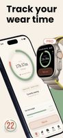 The Today screen: hours worn so far, the out-time budget left for the day, and one button to log a take-out. The Apple Watch app beside it does the same from your wrist, and is part of Pro.