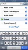 New items can be quickly added to a shopping list by tapping on the search field on the top of the list.