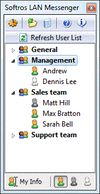 Softros LAN messenger main window