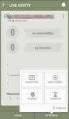Default dashboard - shows all is well (green color), no vulnerability alerts and no intrusion alerts. Also shows the menu.