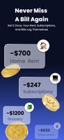 Recurring bills such as rent, subscriptions and groceries. Set once, they are logged automatically each period.