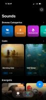 The Sounds library, with alarm sounds grouped by mood.