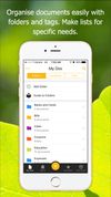 Organise documents easy with folders and tags. Make lists to group them for specific needs.