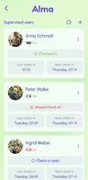 The free Helper Dashboard shows the real-time check-in status of everyone you look after.