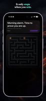 Maze alarm challenge that asks you to complete a task before stopping the alarm, helping make the wake-up action more intentional.