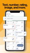 Text, number, rating, image, and more.