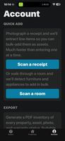 Bulk-add from a photographed receipt, or walk through a room and let LiDAR detect furniture and appliances automatically.