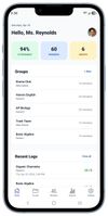 Home screen with groups, attendance rates, and recent sessions.