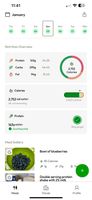 Dashboard that shows goal progress, macro progress, and a meal gallery. 