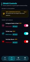 Granular shield controls to selectively toggle protection for Instagram Reels, TikTok, and YouTube Shorts.