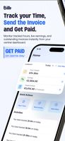 Home screen with today's tracked hours, unpaid invoices and Quick Actions