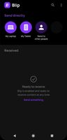 Main screen of the Blip app for Android in Dark Mode