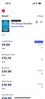 UK and European shops in one list (LoveReading, Waterstones, BookKind, Mondadori Store, Casa del Libro), with prices in other currencies converted so they compare fairly.
