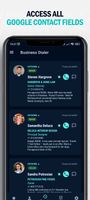 Contacts screen with detailed data from Google Contacts fields set by the user