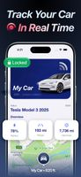 Live vehicle status: lock state, battery or fuel level, range, odometer and location on a map