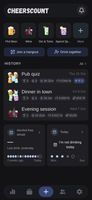 Home screen: one-tap drink templates, your recent nights and your alcohol-free days this week.