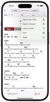 Play along with chord charts. Autoscroll, transpose, export, print, share