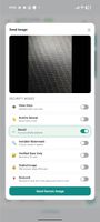 Secure image sharing with advanced protection modes including view-once, recall, invisible watermark, biometric access, PIN-locked images, and GeoLock location-based viewing.