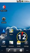The circle means the clock is draggable to reposition on homepage.