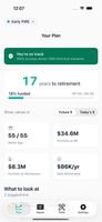 Dashboard showing retirement plan overview with success rate, portfolio projections, and safe withdrawal amount