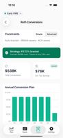 Roth conversion optimizer with bracket-filling strategy and year-by-year conversion plan