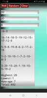 Show Highest roll, Lowest roll, Average Roll, and the Total of the set.
