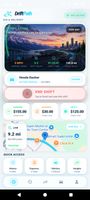 Active shift with live mileage, GPS route tracking, shift time, earnings, expenses, profit, and vehicle information.
