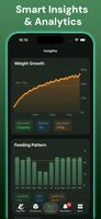 Track weight trends and feeding patterns with visual charts and growth analytics.