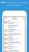 List view of the search result generated based on user selection.