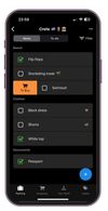 Check off items from your packing list; Easily add items to a shopping list.