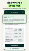 Shopping list comparison between two stores with estimated savings